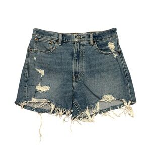 Abercrombie & Fitch Distressed Denim Jean Shorts - Blue